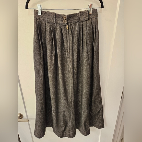 Vintage - Ralph Lauren 80's Light Grey Cotton Denim Midi Skirt - Size 10 - Picture 2 of 10